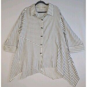 Soft Surroundings Standout Striped Asymmetrical Hem Tunic Shirt Blouse Sz 2x 3x